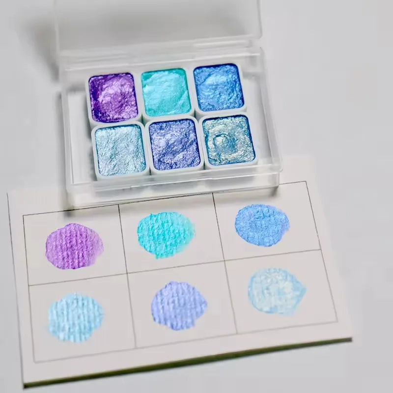 6-Color Iridescent Watercolor Paint Set for Artists and Painting Enthusiasts, Perfect for Professional Artistic Purposes    Home Decor Supply | Online Retail | ShoreShopper.com