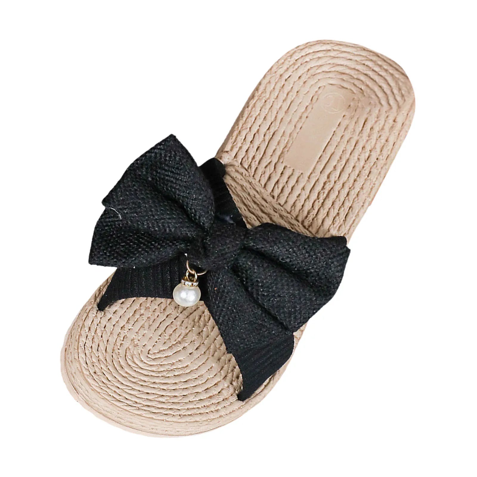 Ladies Sandals Slippers Solid Colour Bow Beach Outer Wear Flat Bottom Large Size Anime Slippers For Women Dressy Sandalias - ShoreCo.Shop