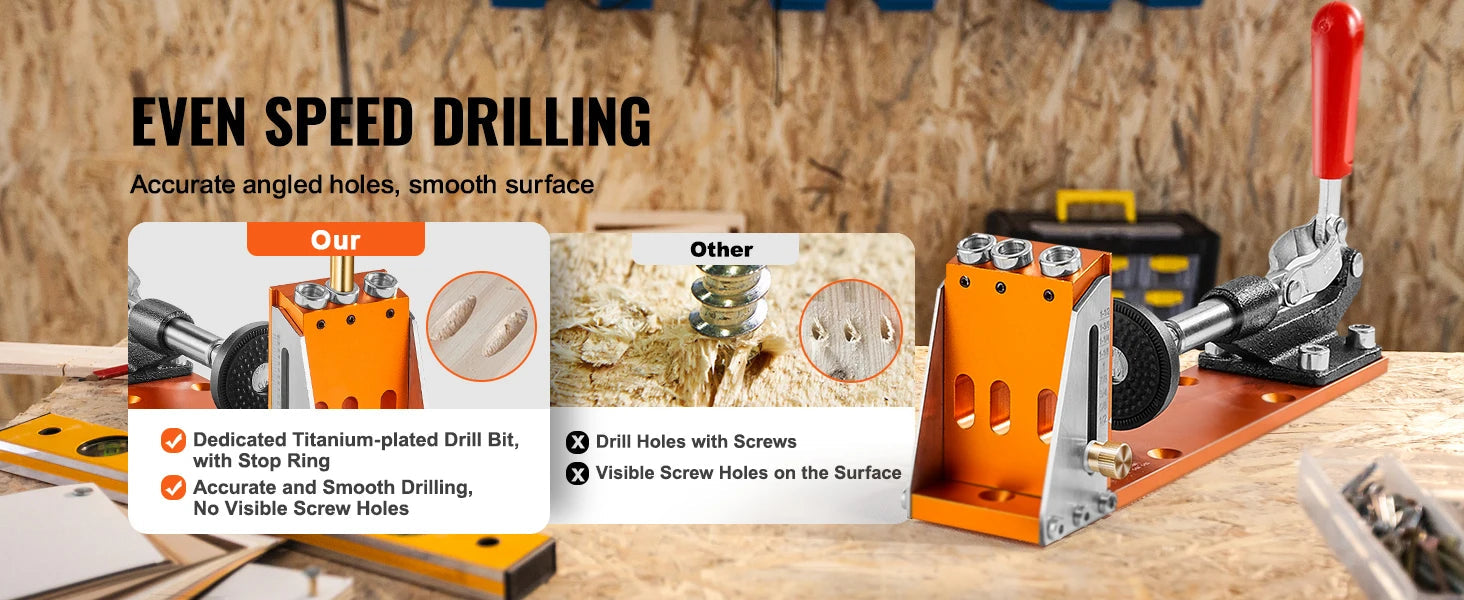 SucceBuy 30 Pcs Pocket Hole Jig Kit Adjustable & Easy to Use Pocket Hole Jig System with Step Drills Wrenches Drill Stop Rings    Home Decor Supply | Online Retail | ShoreShopper.com