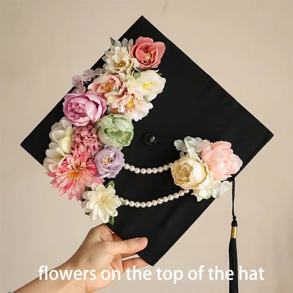 Headwear Doctor Flowers Graduation Cap Bachelor Master Trencher Cap Fringe Charm Ornament Mortar Board University    Your Coastal Marketplace | Shoreshopper.com