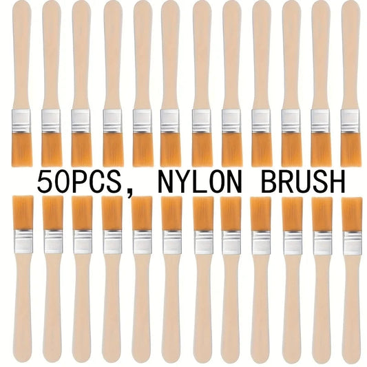 50pcs Nylon Paint Brushes with Wooden Handles, 5-Inch, Yellow Bristles, Ideal for Wall, Door, Cabinet, Furniture, Fence Painting    Home Decor Supply | Online Retail | ShoreShopper.com