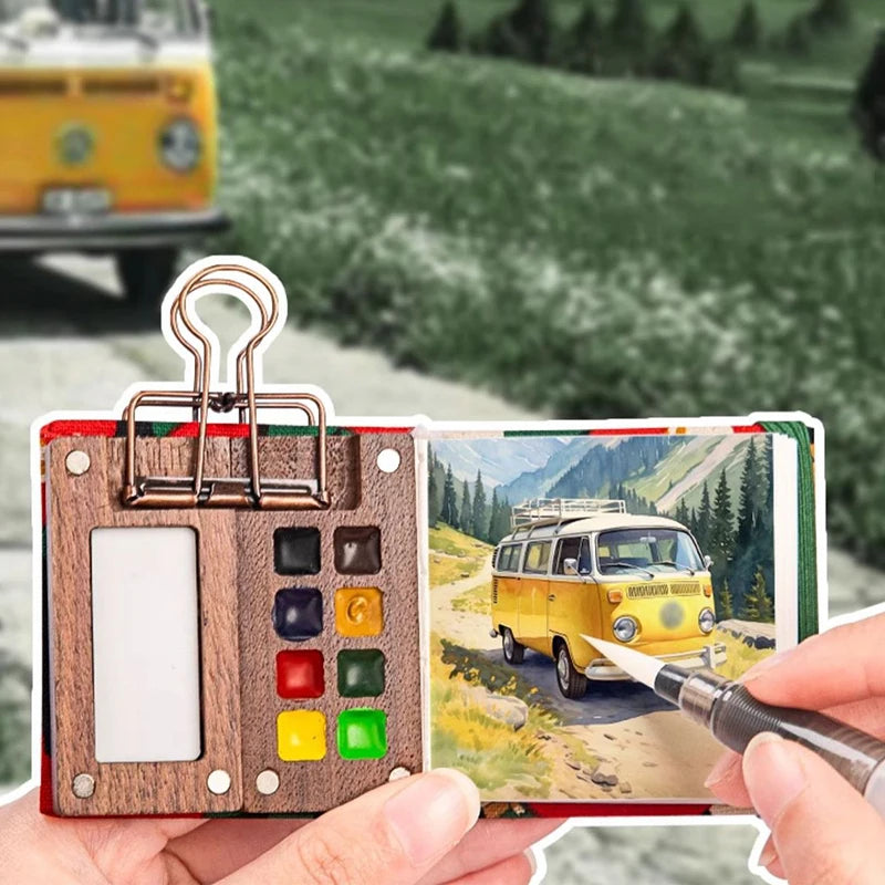 1pc Art Supplies Sketchbook Palette Mini Walnut Wood Watercolor Palette Portable Paint Box With Clip Travel Painting Paint Tray    Home Decor Supply | Online Retail | ShoreShopper.com