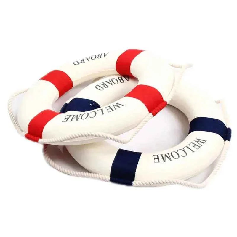 Nautical Style Welcome Decorative Red Blue Life Buoy Home Marine Beach Wall Decoration Crafts Living Room