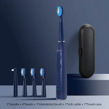 Seago Electric Sonic Toothbrush USB Rechargeable Adult 360 Days Long Battery Life IPX7 4 Replacement Heads Travel Box  SG-575 - ShoreCo.Shop