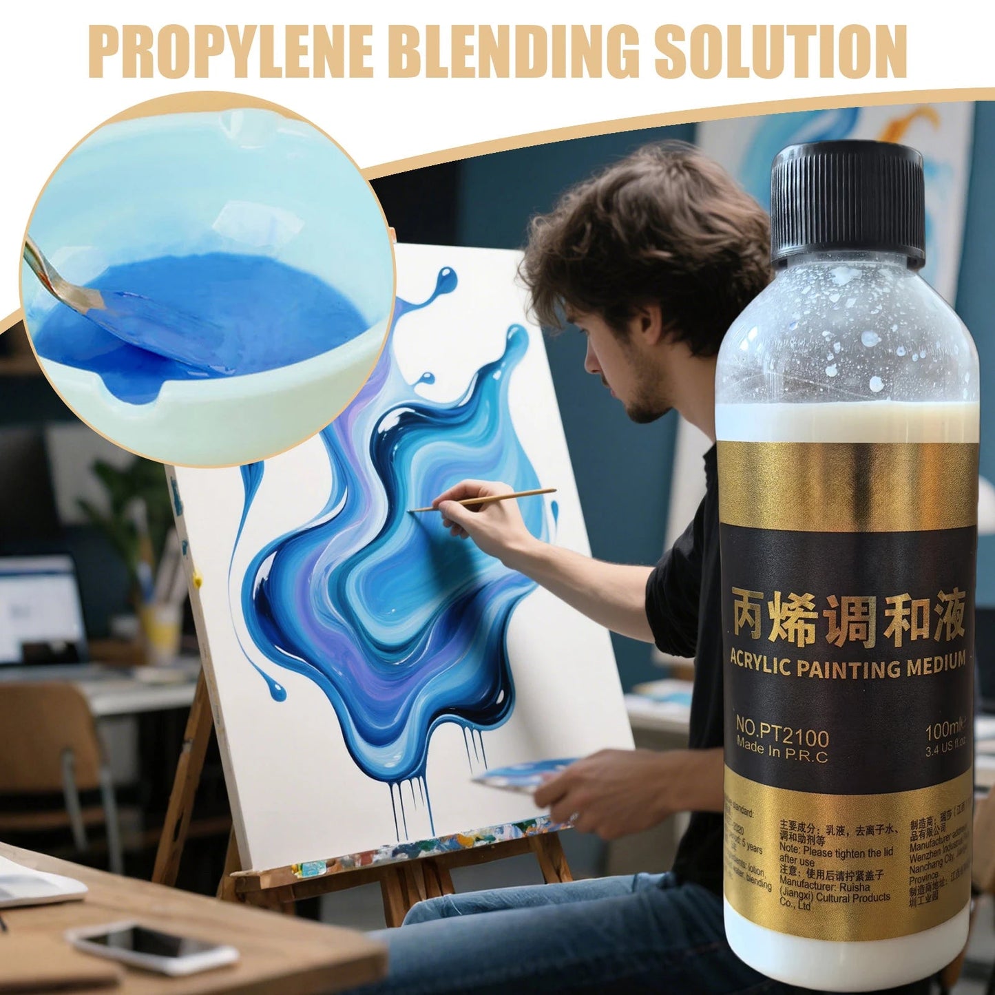 Acrylic Fluid Medium Paint Thinner Art Acrylic Paint Thinner for Teachers Artists Palette Preparation Color Blending Craft 100ml    Home Decor Supply | Online Retail | ShoreShopper.com
