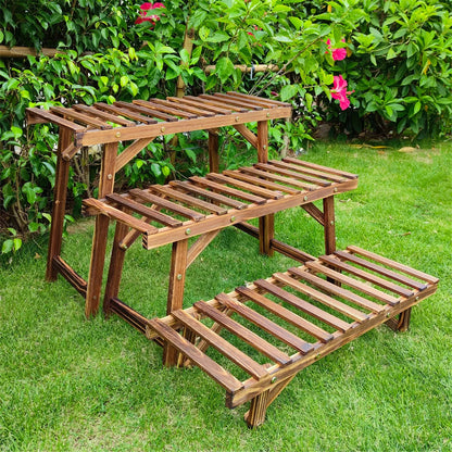 Large 3 Tier Step Plant Stand Wood Ladder Shelf Garden Display for Patio Indoor Outdoor Flower Pot Shelf    Home Decor Supply | Online Retail | ShoreShopper.com