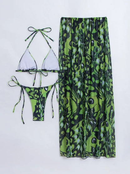 Beach Vacation 3 Piece Bikini Set Women Sexy Leopsrd Print  Swimsuit Women Split Skirts Matching Swimsuit Thong Bathing Suit    Your Coastal Marketplace | Shoreshopper.com