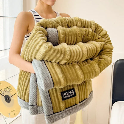 New Rabbit Plush Winter Thick Warm Coral Fleece Blanket Solid Color Double-Sided Cover Blanket Suitable Bedroom Supplies    Your Coastal Marketplace | Shoreshopper.com