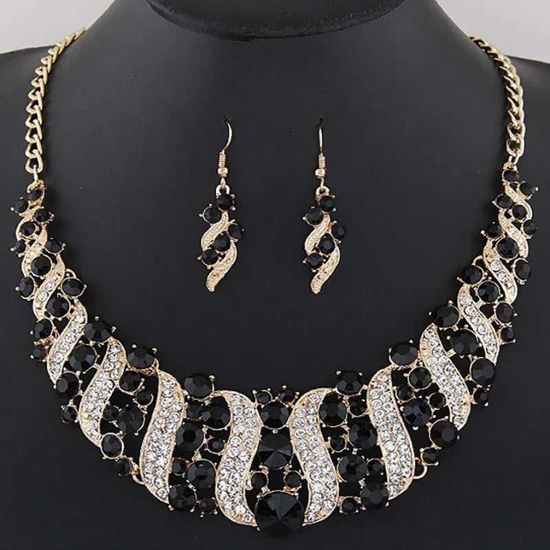 Romantic 2 Pieces/set Wedding Jewelry Set Shiny Crystal Bridal Jewelry Set Ladies Necklace Earrings    Home Decor Supply | Online Retail | ShoreShopper.com