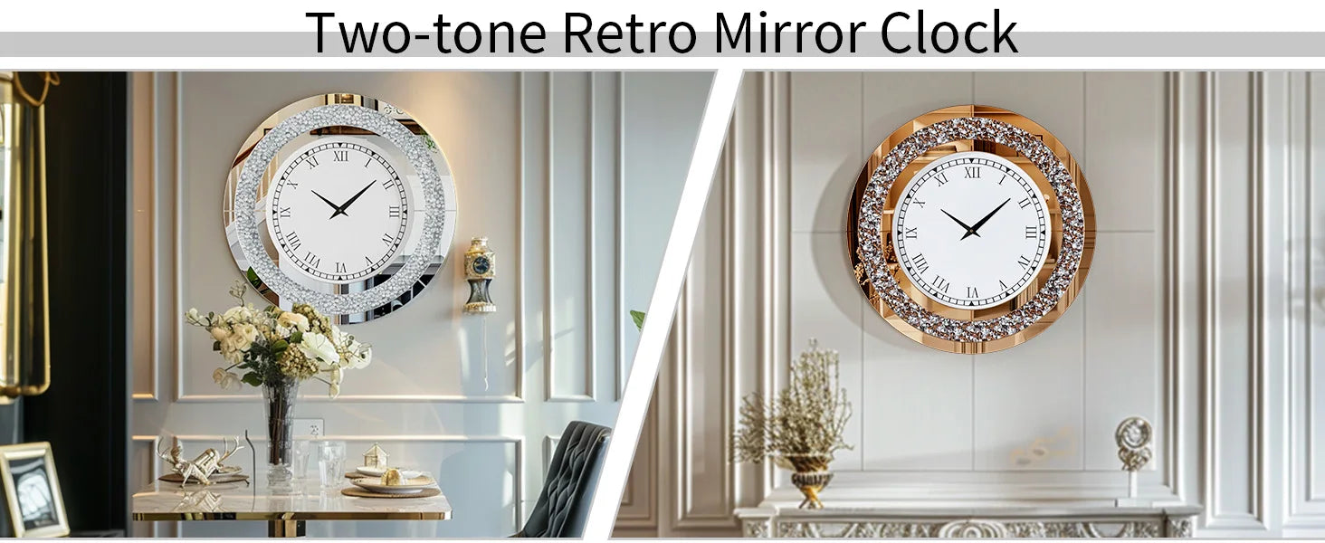 LUVODI 32inch Modern 3D Wall Clock Large Diamond Crystal Living Room Kitchen Bedroom Hall Clock with Roman Numerals    Home Decor Supply | Online Retail | ShoreShopper.com