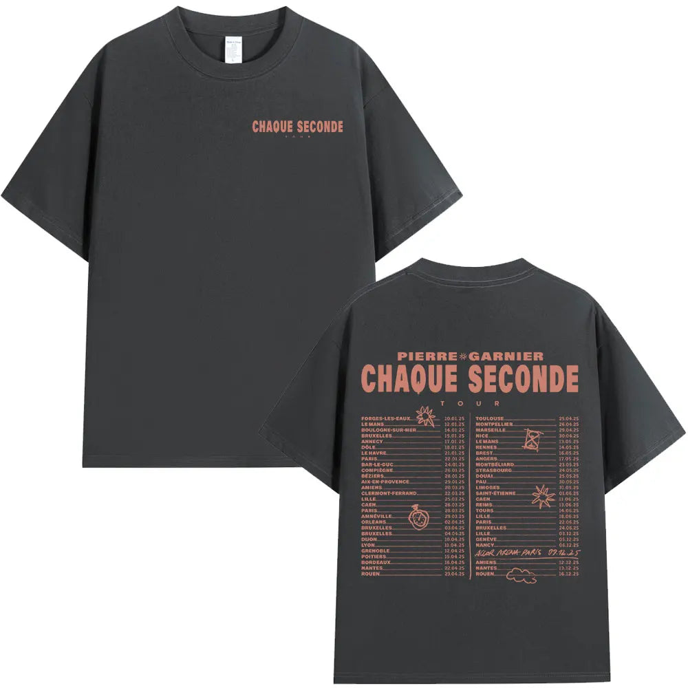 Pierre Garnier Chaque Seconde Tour Merch T-shirts Hip Hop Fashion T-shirt Women Men's Clothing Cotton Casual Oversized T Shirts    Home Decor Supply | Online Retail | ShoreShopper.com