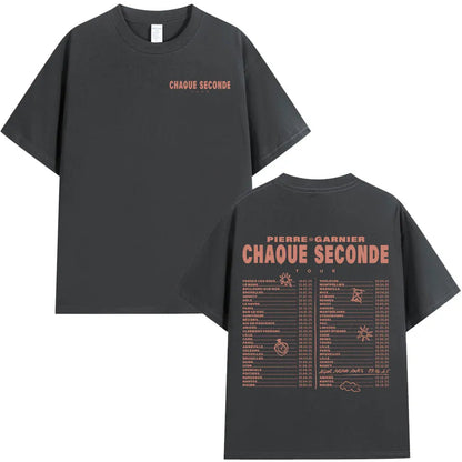 Pierre Garnier Chaque Seconde Tour Merch T-shirts Hip Hop Fashion T-shirt Women Men's Clothing Cotton Casual Oversized T Shirts    Home Decor Supply | Online Retail | ShoreShopper.com