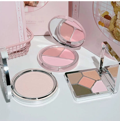 ART VALUE 7PC Makeup Sets Include 3 Colors Matte Lip Mud,1 Pressed Powder,1 Blush,1 Eyes Palette,1 Necklace Beauty Makeup Sets - ShoreCo.Shop