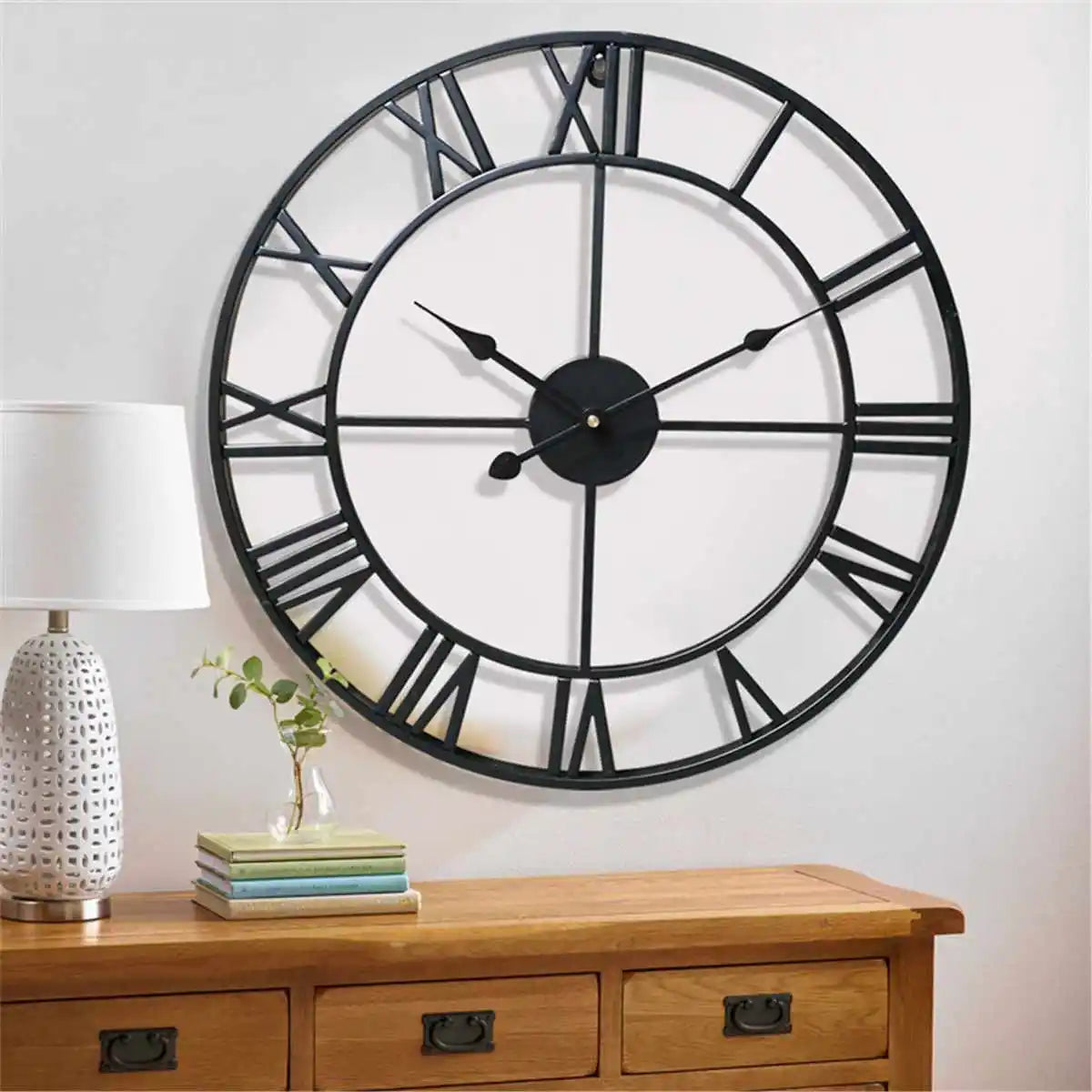 60CM Large 3D Wall Clocks Roman Numerals Retro Round Metal Iron Accurate Silent Nordic Hanging Ornament Living Room Decoration    Home Decor Supply | Online Retail | ShoreShopper.com