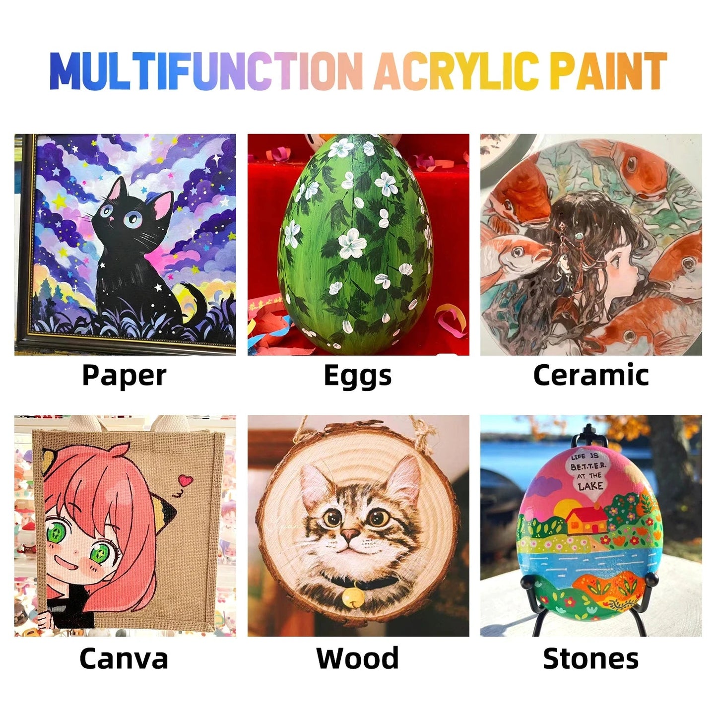 Acrylic Paints Set - 12/24 Colors 12ml Art Painting Kit Supplies for Wood, Canvas, Fabric, Rock, Glass - Non-Toxic Acrylic Paint    Home Decor Supply | Online Retail | ShoreShopper.com