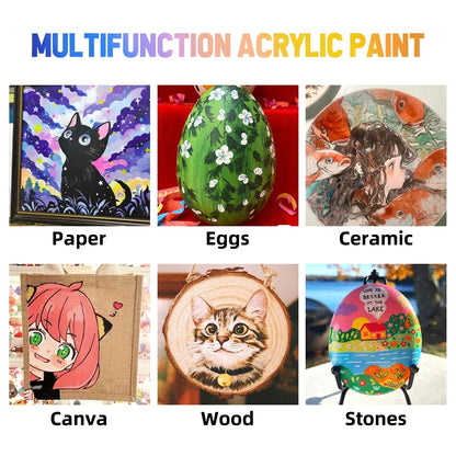 Acrylic Paints Set - 12/24 Colors 12ml Art Painting Kit Supplies for Wood, Canvas, Fabric, Rock, Glass - Non-Toxic Acrylic Paint    Home Decor Supply | Online Retail | ShoreShopper.com