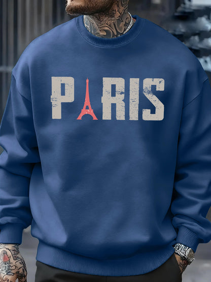 Famous Paris Tower Pattern Sweatshirt Men O-Neck Clothes Autumn Fleece Retro Pullover Loose Unisex Colour Fashion Streetwear    Home Decor Supply | Online Retail | ShoreShopper.com