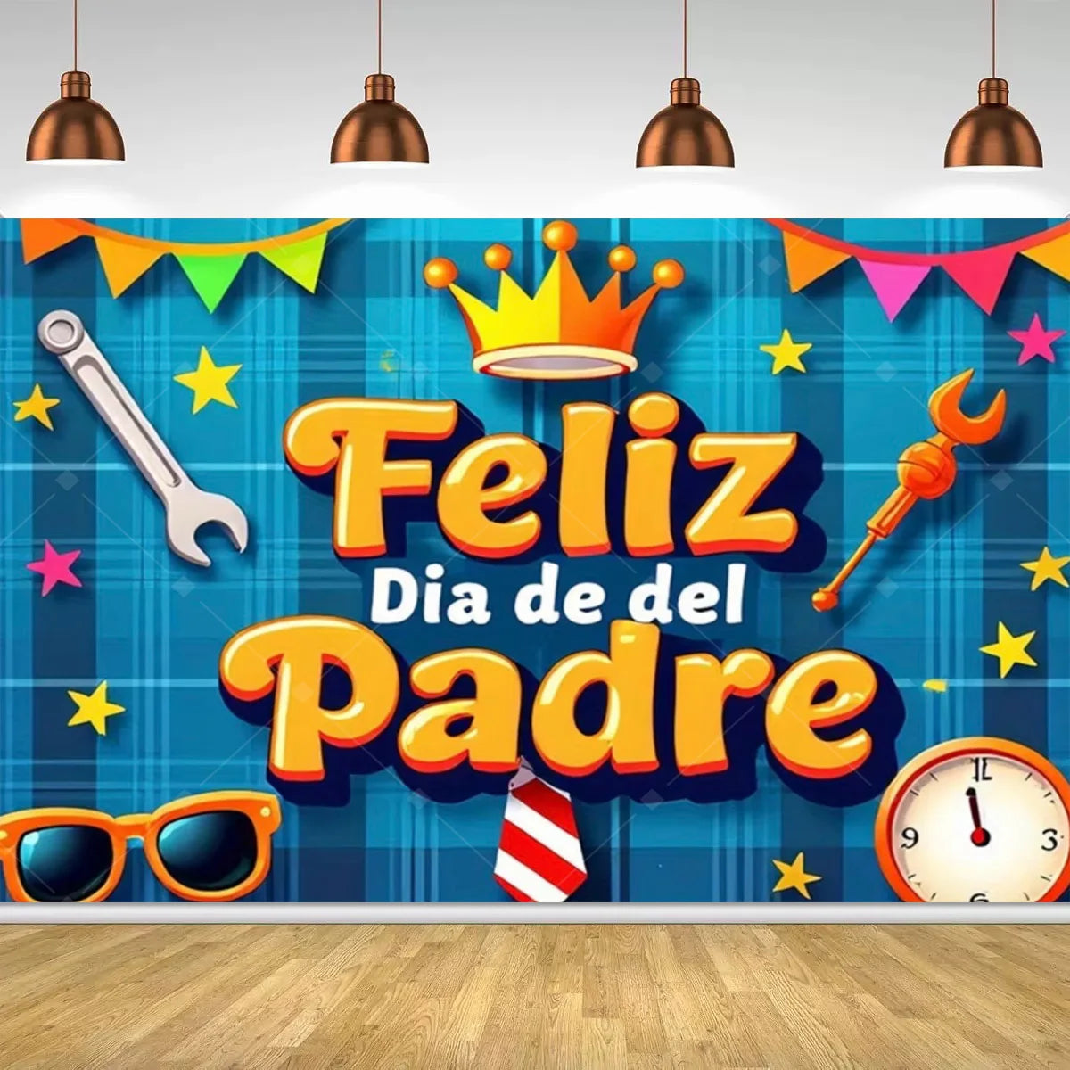 Spanish Feliz Dia Papa Backdrop Father's Day Photo Background Balloon Mustache Tie Banner Dad Party Decoration  Booth Props    Your Coastal Marketplace | Shoreshopper.com