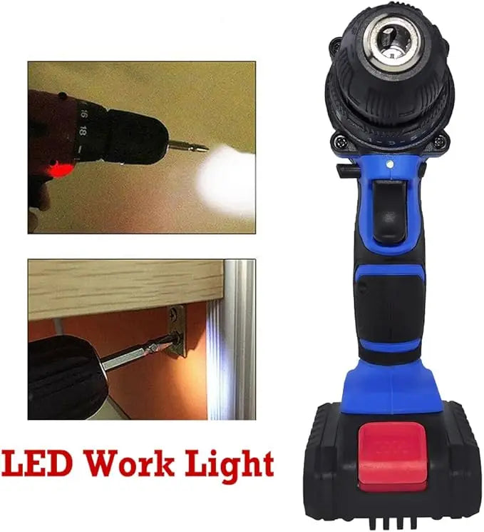 21V Electric Drill Driver, Kit with 1 Battery and Charger, 26 Drill/Screwdriver Bits, DIY Home Use - ShoreCo.Shop