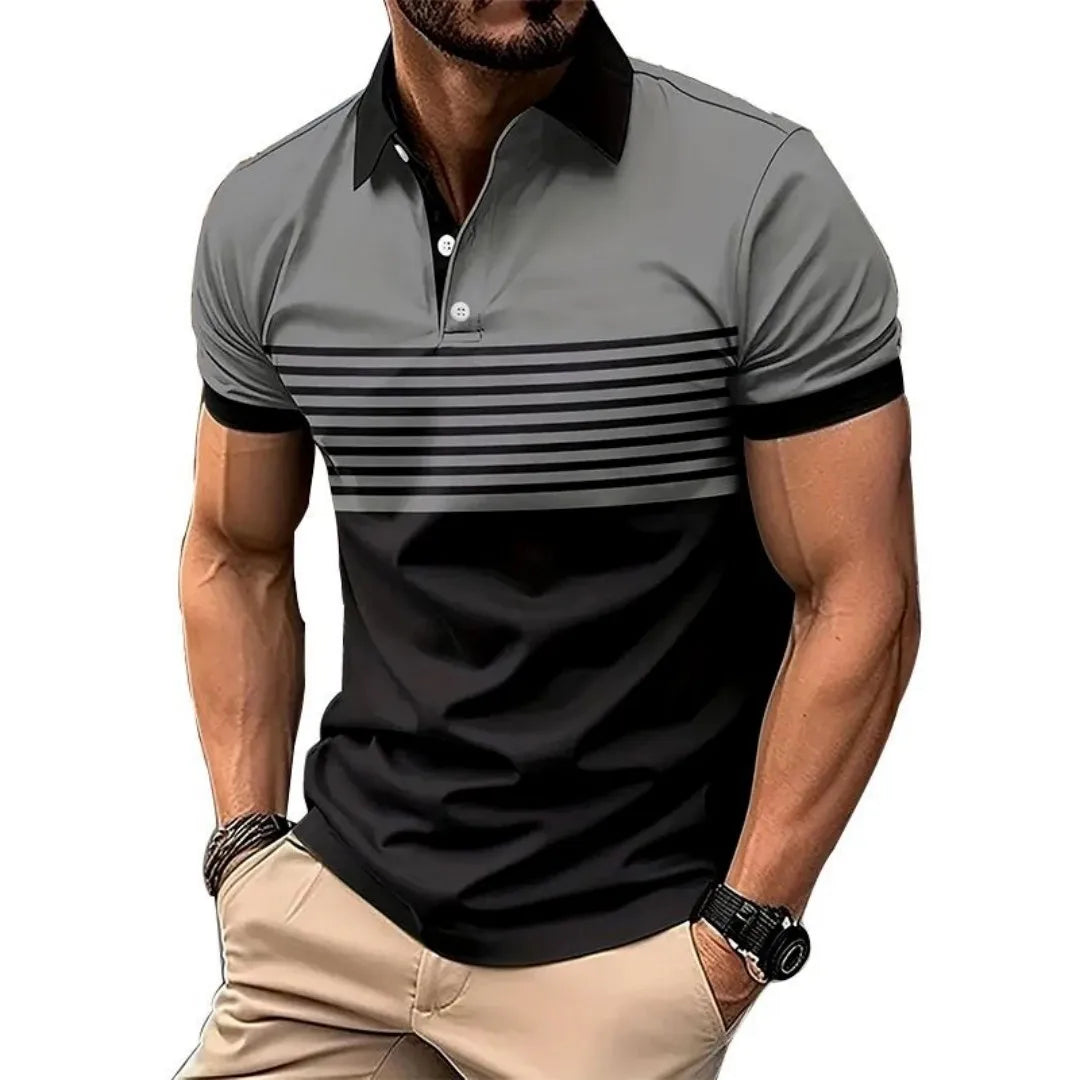 The 2025 summer new men's POLO shirt is a casual and fashionable striped printed street men's wear    Home Decor Supply | Online Retail | ShoreShopper.com