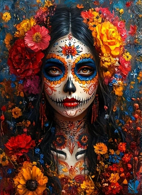 Unique Skull Flower Hair Woman Oil Painting By Number Home Decoration Painting Wall for Bedroom Room Decor Gift Frameless - ShoreCo.Shop