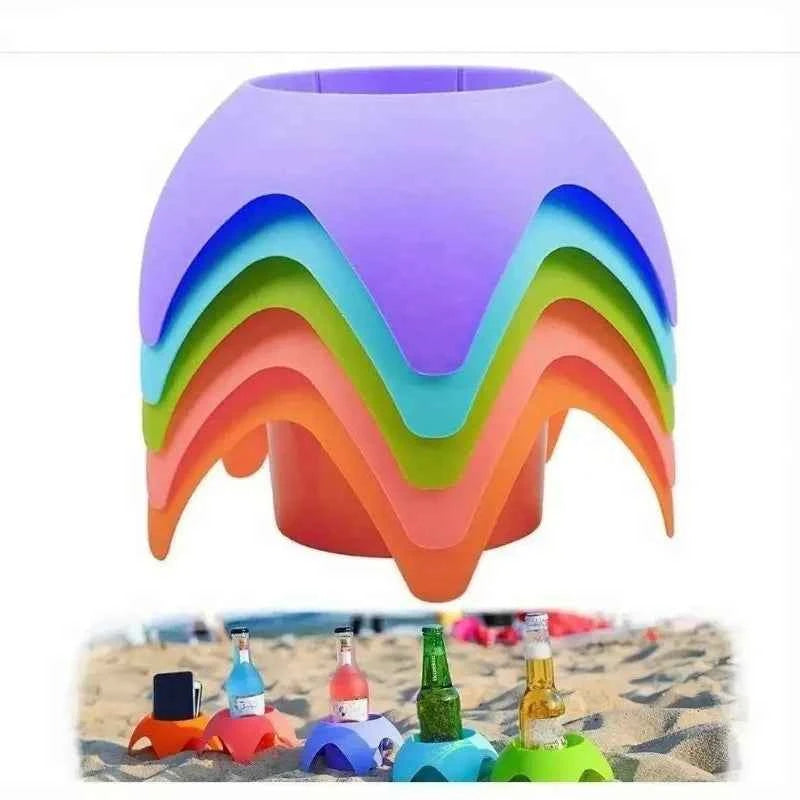Beach Cup Holder Tray for Beach Drink Holders Portable Beer Stand Accessories for Beach Parties and Cam Anti Spilled Drinks Sand