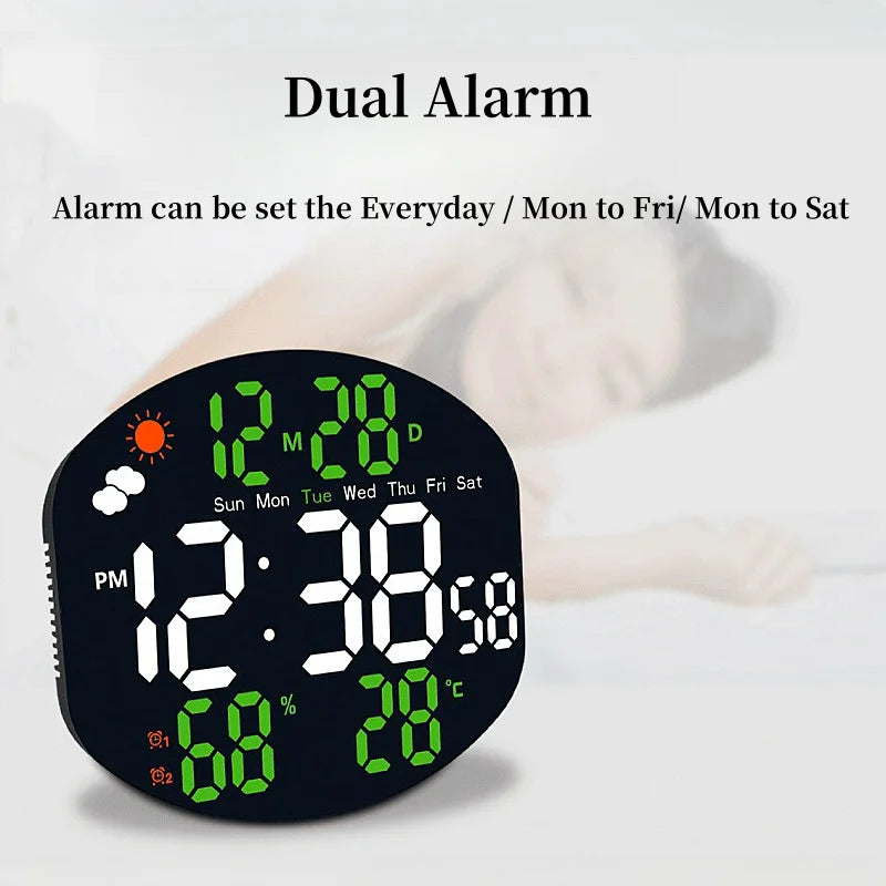 Large Digital Wall Clock Weather Station Forecast TEMP Humidity Date Week Night Mode Table Clock 2 Alarm 12/24H LED Alarm Clock    Home Decor Supply | Online Retail | ShoreShopper.com