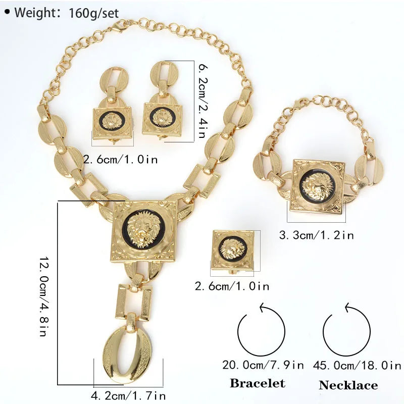 Gold Plated Jewelry Set  For Women African Indian Dubai Wedding Jewellery Luxury Choker Necklace Bracelet Earring Cuff Rings    Home Decor Supply | Online Retail | ShoreShopper.com