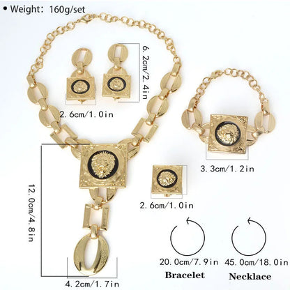 Gold Plated Jewelry Set  For Women African Indian Dubai Wedding Jewellery Luxury Choker Necklace Bracelet Earring Cuff Rings    Home Decor Supply | Online Retail | ShoreShopper.com