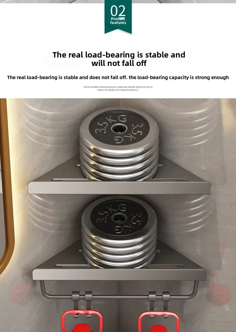 Bathroom Triangle Drain Shelf No Drilling Wall Mounted Cosmetic and Toiletries Hollow Carbon Steel Shelf with Hooks    Home Decor Supply | Online Retail | ShoreShopper.com