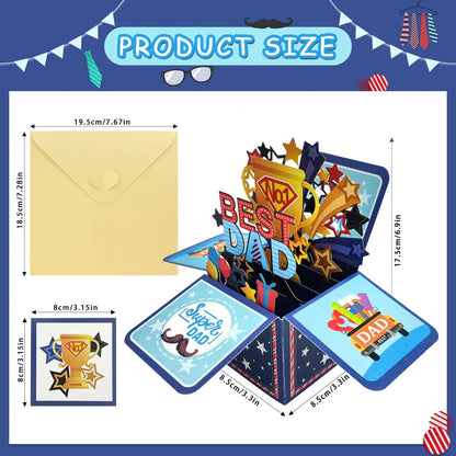3D Pop Up Father's Day Card Handmade Best Dad Birthday Gift with Note & Envelope - Thank You Card for Dad from Daughter Son    Your Coastal Marketplace | Shoreshopper.com