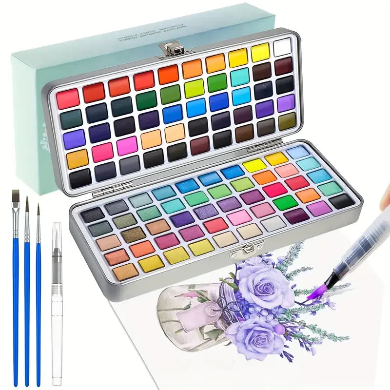Watercolor Paint with Brushes, Professional Palette,Vibrant Travel Art Kit for Adults and Artists, Watercolor Painting Supplies    Home Decor Supply | Online Retail | ShoreShopper.com