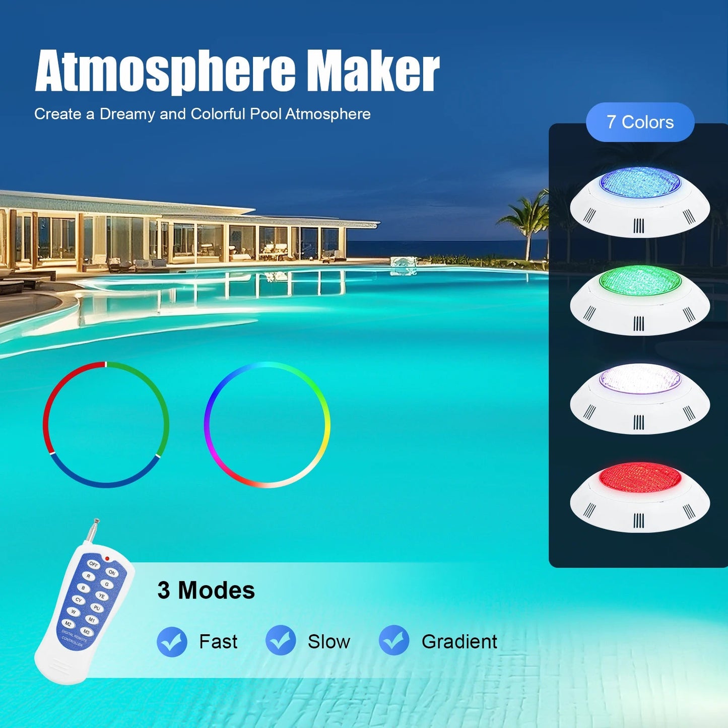 Underwater Light RGB Swimming Lamp IP68 Waterproof ABS 36W  Fountain Lighting 7 Color Changing    Home Decor Supply | Online Retail | ShoreShopper.com