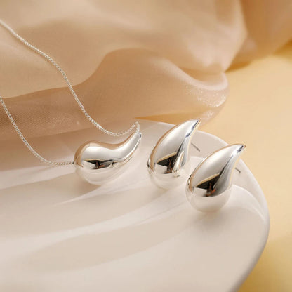 2-Piece Elegant Stylish Gold Drop Jewelry Set With High-End Earrings And Necklace Combination Suitable For Woman Daily Wear    Home Decor Supply | Online Retail | ShoreShopper.com