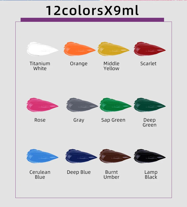 9mL, Oil Paint Set for Fabric Clothing, Nail Glass Drawing, Waterproof Art Supplies,12 Colors, Wholesale    Home Decor Supply | Online Retail | ShoreShopper.com