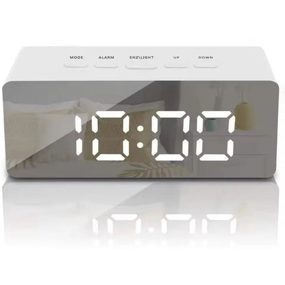 1Pc White Digital Clock LED Mirror Table Clock Snooze Display Time Night Light Desktop USB Alarm Clock Home Decor Desk Clock    Home Decor Supply | Online Retail | ShoreShopper.com