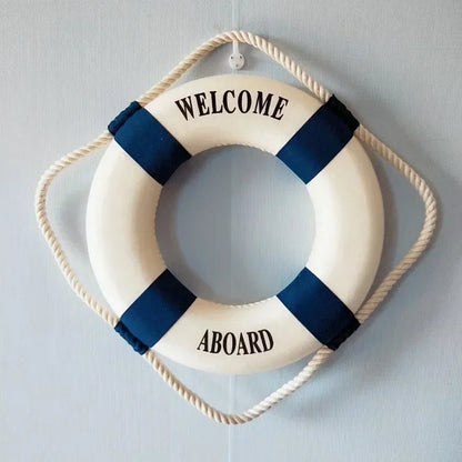 Mediterranean Style Welcome Decorative Red Blue Life Buoy Marine Beach Wall Hanging Decor Home Living Roome Decoration Crafts    Your Coastal Marketplace | Shoreshopper.com