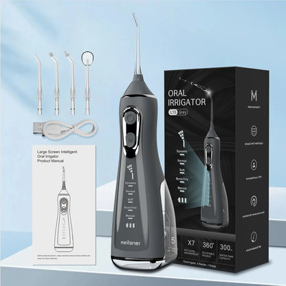 Oral Irrigator 40-140PSI Tooth Scaler 5 Speed Water Flosser Rechargeable Dental Water Jet 300ML IPX6 Waterproof Teeth Cleaner - ShoreCo.Shop