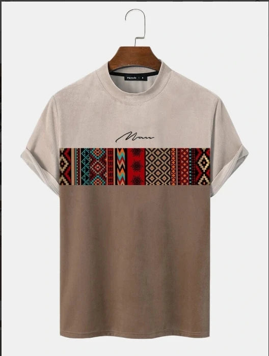 Men's C'EST LA VIE Paris Color Block T-Shirt Beige Gray Brown Casual Short Sleeve Fashion Top    Home Decor Supply | Online Retail | ShoreShopper.com