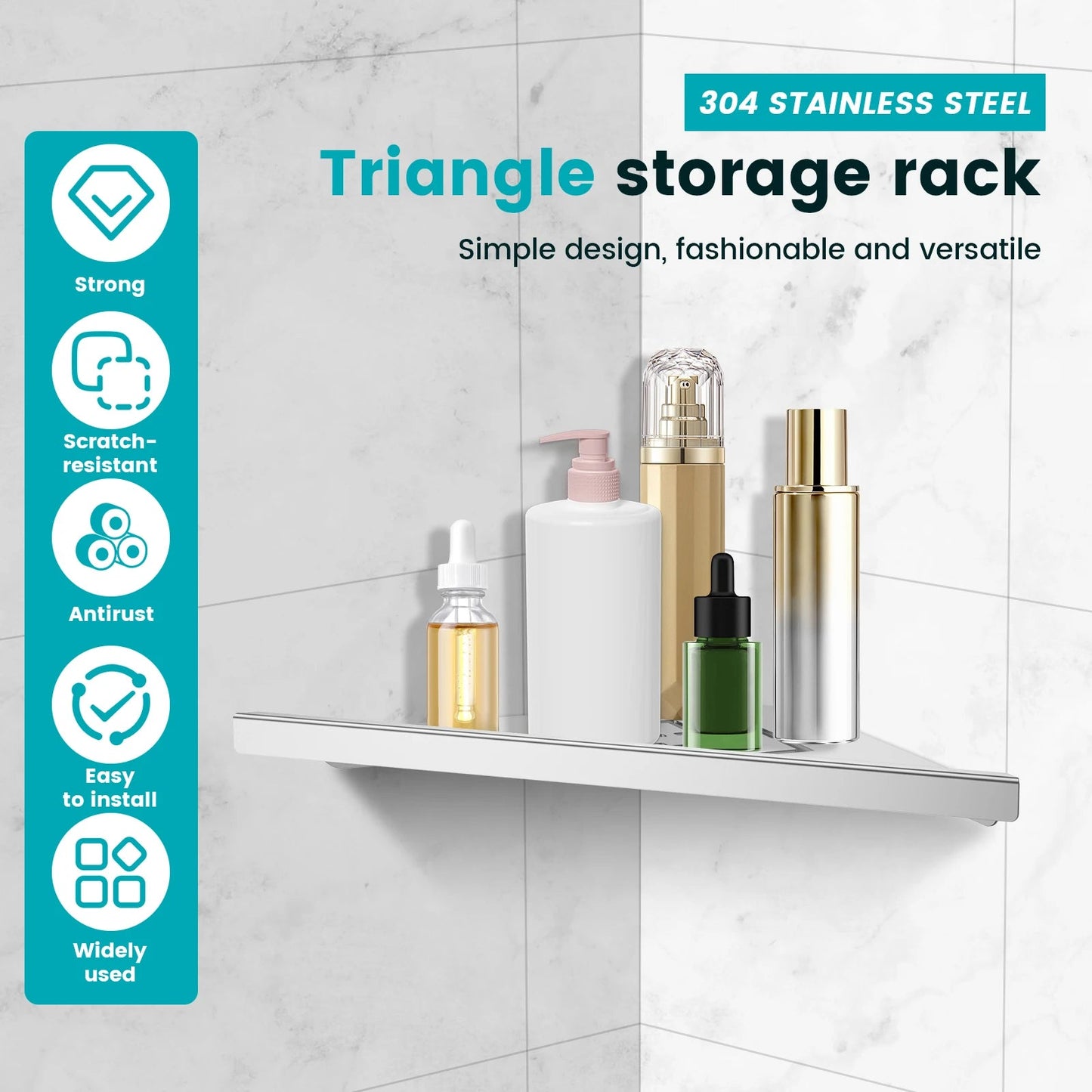 Stainless Steel Bathroom Shelf Shampoo Makeup Shower Storage Shelf Bathroom Wall Mount Corner Organizer Rack    Home Decor Supply | Online Retail | ShoreShopper.com