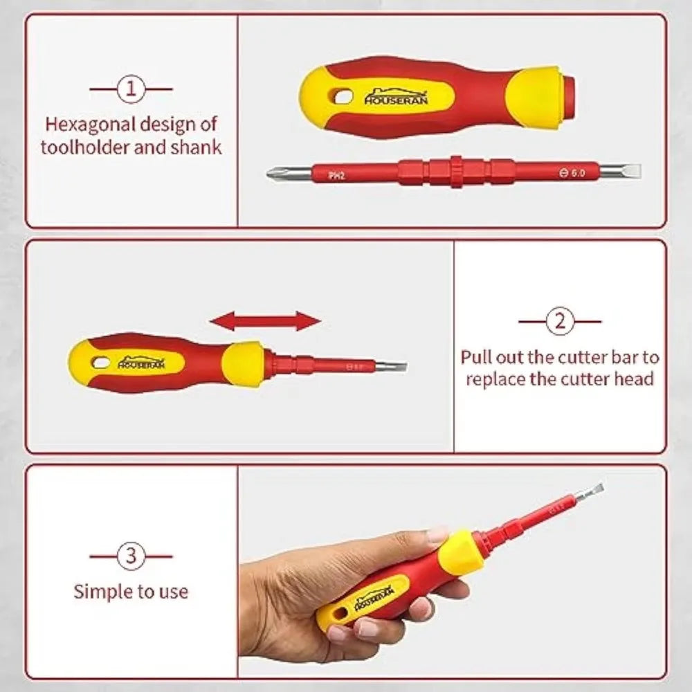 9714B 500V Insulated Screwdriver Set 12Pcs Double-Ended Insulated Screwdriver Tool with Non-Slip Handle All-in-One Prem    Home Decor Supply | Online Retail | ShoreShopper.com