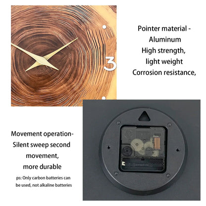1pc wooden ring veneer wall clock, flat wood cross section texture pattern solid wood pointer design wall clock, silent clock    Home Decor Supply | Online Retail | ShoreShopper.com