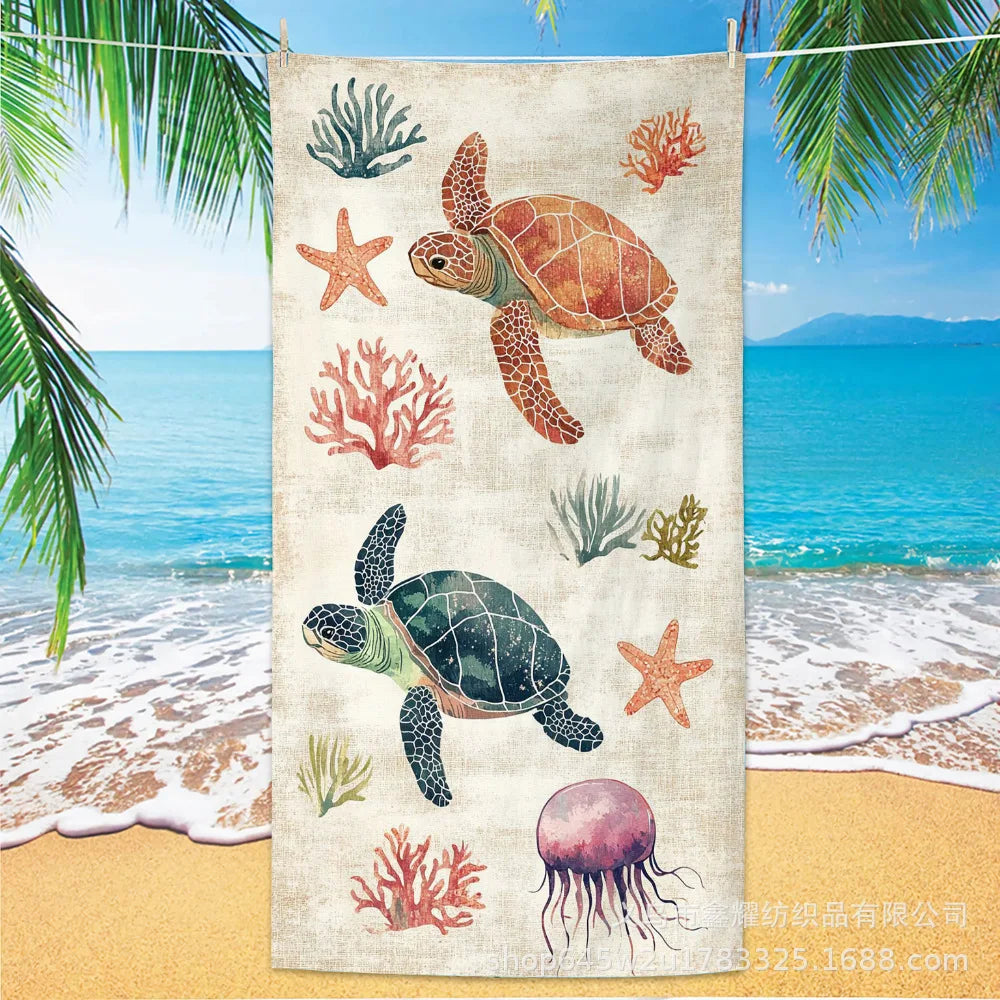 Beach Turtle Animal Printed Beach Towel, Quick Drying Absorbent Beach Towel Outdoor Sports Swimming Beach Towel Face Towel Towel    Your Coastal Marketplace | Shoreshopper.com