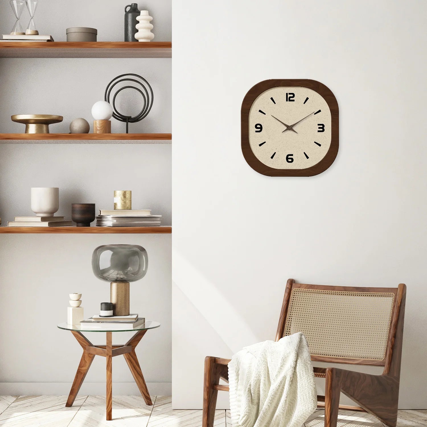 French-Style Retro Cream Crystal Porcelain Square-Shaped Simple Pattern Wooden Wall Clock for Living Room, Bedroom, Kitchen, Home Decoration, Silent Quartz Clock, Holiday Gift, 12 Inches, 14 Inches 16inch (Battery Not Include    Home Decor Supply | Online Retail | ShoreShopper.com