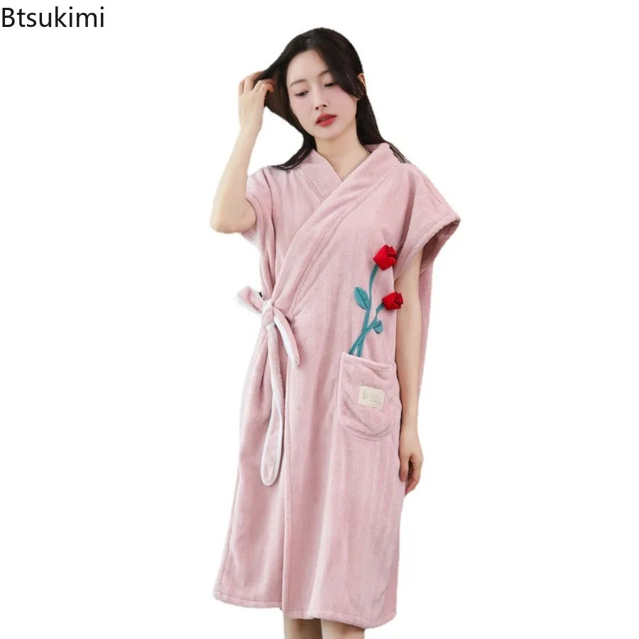 Wearable Bath Towel Bathrobe Women's Homewear Absorbent Quick-drying Comfortable Casual Soft Breathable Loose Nightgown Ladies    Your Coastal Marketplace | Shoreshopper.com