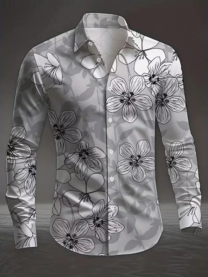 Luxury Floral Leopard Print Button-Down Shirt - Long Sleeve Paisley Business Casual Top    Home Decor Supply | Online Retail | ShoreShopper.com