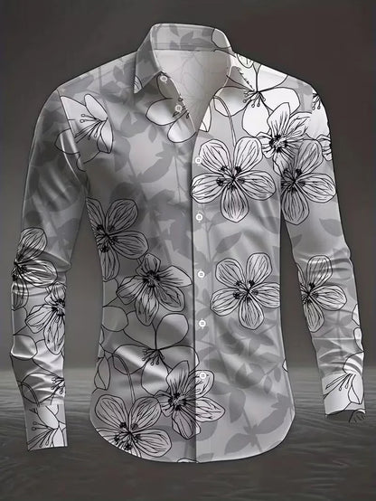 Luxury Floral Leopard Print Button-Down Shirt - Long Sleeve Paisley Business Casual Top    Home Decor Supply | Online Retail | ShoreShopper.com