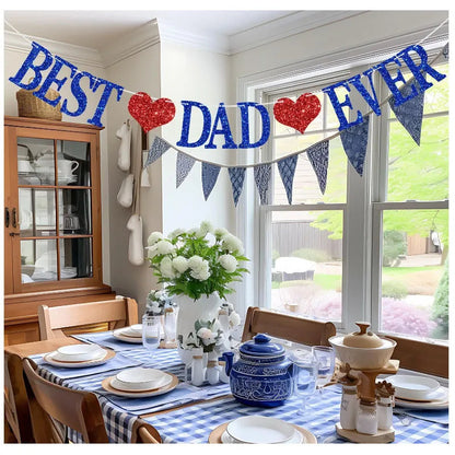 Best Dad Ever Happy Father’s Day Banner for Best Dad, Glitter Father's Day Party Decor Garland birthday decoration    Your Coastal Marketplace | Shoreshopper.com