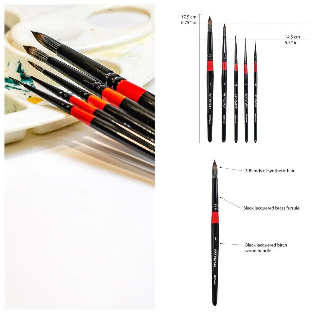 Artsecret Round Drawing Brush Set Professional Synthetic Hair Oil Watercolor Acrylic Paint Brushes Painting Art Supplies 800R    Home Decor Supply | Online Retail | ShoreShopper.com