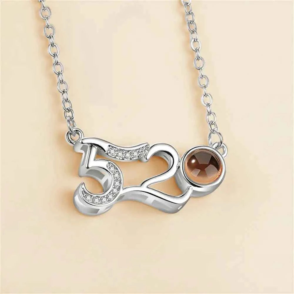 New Letter Necklace 100 Languages I Love You Projection Pendant Necklace Women Jewelry Collier Femme Bijoux Best Friends Gifts